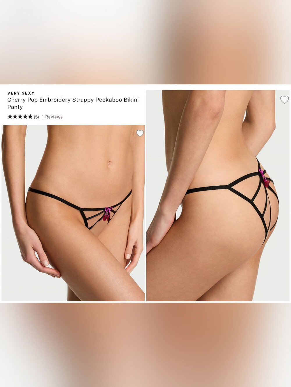 Victoria's secret VERY SEXY Cherry Pop Embroidery Crotchless Peekaboo Panty XL